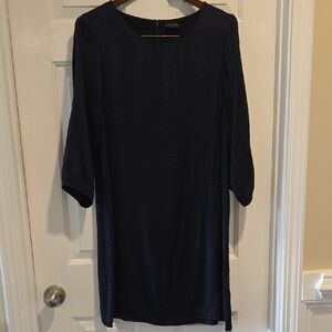 Elegant Navy Satin  Blue Dress